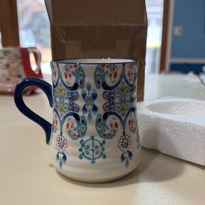 Anthropologie Blue and White Ceramic Mug